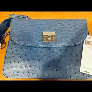 BCBG Ostrich print periwinkle blue shoulder bag.